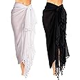 NALACAL Women Beach Batik Long Sarong Swimsuit, Multi-functional Cover up Wrap Pareo with Tassel for Women Girls, for Vacations, Pool Parties, Beach Costumes, Made of Soft Material (2 Pieces)