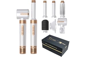 ‎TANSHINE 7 in 1 Hair Auto Warp Hairstyler,TANSHINE Rundbürstenföhn Heißluftbürste Volumen Fföhnbürste Warmluftbürste Set,Haar Lockenstab Rotierend Automatisch Föhn Locken Glätteisen,Hot Air Blow Dryer Brush