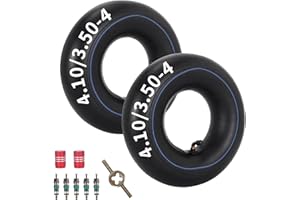 MTATCN Chambre à Air 4.10/3.50-4, Chambre à Air En Caoutchouc Butyle Pour Brouettes De Jardin, Karting, Mini VéLo,Chariots De Jardin, Tube Lourd 4.10-4 3.50-4 Avec Valve TR87 CoudéE (Lot De 2)