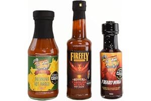 FIREFLY BARBECUE Hot Sauce Gift Set - Carolina Reaper Hot Sauce, Scorpion Chilli Hot Sauce, Ghost Chilli Hot Sauce