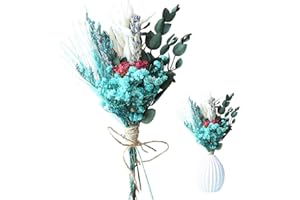 INTEDESIGN Natural Dried Flowers Bouquet Wedding Dried Flowers Table Decorations, Spring Summer Autumn Winter Home Decoration ,Each Bouquet of 12 Stems of 6 Different Dried Flowers Approx 20cm (Style 4)