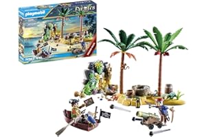 Playmobil 70962 Ilôt des Pirates - Pirates - en quête du trésor - avec Deux Personnages, Un trésor et Canon pouvant Tirer - Promo Pack - Histoire & Imaginaire - Dès 4 Ans