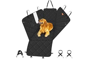 Looxmeer Coprisedile Auto per Cani, Telo Auto per Cani per Sedile Posteriore, Antistrappo Antiscivolo con Rete Visibile, Ideale per Auto, SUV, Nero