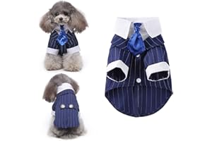 HACRAHO Esmoquin de Boda para Perro, 1 Pieza, Disfraz de Fiesta de Boda para Perro Azul para Perros pequeños, gatos, Cachorros, Circunferencia del Pecho 16.93"