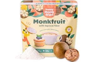 Happy Monkfruit® Mönchsfrucht (Monk Fruit) Zuckerersatz Pulver (200g) - Keto-freundlicher Monk Fruit Sweetener - 3× süßer als Zucker - natürlicher Luo Han Guo - präbiotisch, ohne Stevia/Erythrit