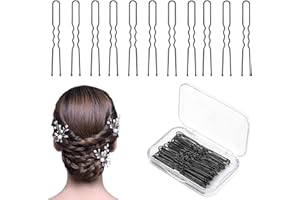 FAVELABLE Kit per Capelli 50 Pezzi - Fermagli 6cm con Design Ondulato - Nero per Donne e Ragazze