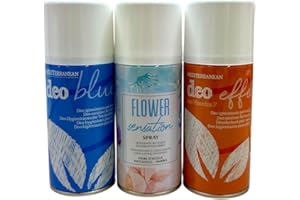 HOME PRO Kit 3 Profumi Spray Igienizzanti - Deo Blue, Deo Effe, Flower Sensation - Elimina Odori per Tessuti e Ambienti, Multiuso e Professionale, 3x150ml - Made in Italy