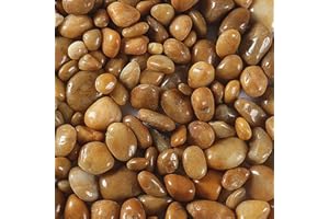 Mdurian guijarros Grava Natural Pulida Decorativa Piedras de Roca de río para Maceta jardín Boda casa florero Acuario 20-40mm 1KG Amarillo