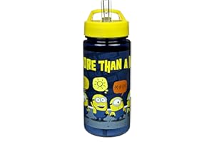 SCOOLI Aero Minions – Borraccia per bambini con motivo – Borraccia in plastica senza BPA – capacità circa 500 ml – cannuccia integrata – ideale per l'asilo e la scuola