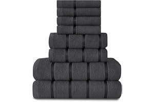 GC GAVENO CAVAILIA Lot de 8 Serviettes Super Douces en Coton égyptien, à séchage Rapide, très absorbantes, Gris (4 Serviettes pour Le Visage + 2 essuie-Mains + 2 Serviettes de Bain)