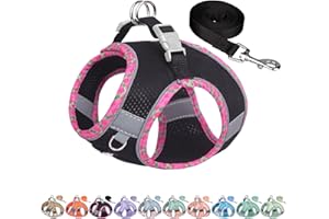 AIITLE Pettorina per cani anti-fuga, gilet anti-tiro con guinzaglio, strisce riflettenti, imbracature regolabili per animali domestici all'aperto per cani di taglia media, Nero XS