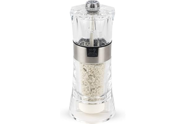 PEUGEOT - Moulin à Sel Humide Oslo 12 cm + Sel Humide Inclus - Réglage Classique - Mécanisme Spécial Sel Humide en Céramique - En Acryl et Inox - Fabrication Française