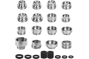 JOLIGAEA 16 Pezzi Adattatore Rubinetto Kit, Rubinetti da Cucina Connettore Adattatore Filettato Maschio per Filtro Dell'acqua, Rame Aeratore Rubinetto con Guarnizione per Collegamento Tubo da Giardino, Lavello