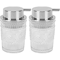 Dispenser Sapone In Vetro Con Pompa - Set Per Bagno E Cucina, Bianco E Nero, 16 Oz - Foto 9