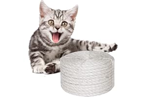O'woda Natural Cuerda de Sisal Gatos 6mm, para Reemplazo Árbol Rascador para Gatos, Accesorios de Bricolaje Manualidades (Blanco, 10M)