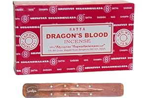 Satya Nag Champa Dragons Blood Incense Sticks | x12 pack | with SAMASIA incense sticks holder | Used for Dromatherapy, Spa, Yoga, Weddings, Meditation, Healing, Positivity and Relaxation