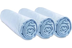 Lot de 3 Draps Housse 40x80 cm Extensible pour 40x90 cm Couffin Berceau Nacelle 40 x 80 | Bambou Hypoallergenique | Bleu Ciel | Respirant | Marque Easy Dort | Certifié Oeko Tex | Fabriqué en Europe