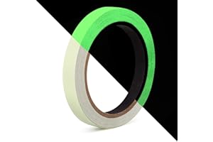 GUUZI Taśma Swiecąca w Ciemności 1 cm * 10 m Jasna i Długotrwała Taśma Fluorescencyjna — Swiecąca Taśma do Dekoracji Nocnych, Sportów na Swieżym Powietrzu i Oznaczania Domu (Zielona)