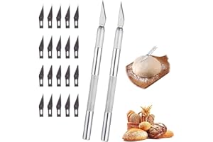 LONGHAO 2+20 pcs Cuchillo de Panadero,Cuchillos de Pan de Panadero,Herramienta Corte Pan Mango,Pan Herramienta De Panadero,con 20 cuchillas de Afeitar,para DIY Pan Masa Hornear,para Cocinar (#3)