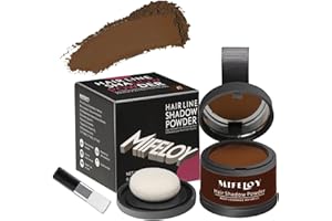 MIFELOY Haaransatz Puder mit Spiegel Schwamm, Dunkelbraun Unsichtbares Ansatzpuder, Soforteffekt Concealer zur Haarverdichtung für Frauen Männer, Wasserfestes Haar Make-up zum Ansatz kaschieren
