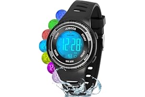 Juboos Reloj Digital Deportivo para Niños,7 Colores con Luz led,Resistente al Agua, con Alarma,Cronómetro,Reloj de Pulsera para Niños y Niñas de 5 a 18 Años