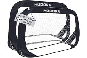 HUDORA Conjunto De 2 Porterías De Fútbol Plegables I Set de Porterías de Fútbol Plegables para Niños y Adultos I con Bolsa de Transporte & Estacas I para Jardín, Parque & Playa