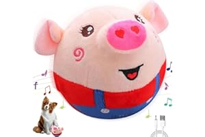 Audasi Active Moving Pet Plush Toy Interactive Dog Toys for Boredom Bouncing Piggy Dog Toy Shaking Talking Dog Ball for Dogs Cats Pets Washable Cartoon Pig Squeaky Plush Dog Toy Pet Toy Red