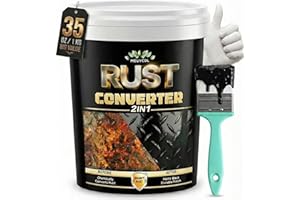 MEUVCOL 2-in-1 Rostumwandler & Metall Grundierung, 1L Schwarz Rostschutz Farbe für Metall, Ultra Auto Rostentferner & Versiegelung, Langlebige Rostschutzbeschichtung, Hitzebeständig - Rost Reparatur Set