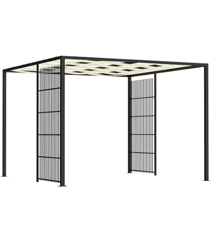 Pergola Gazebo 3x4m Con Tetto Scorrevole - Grigio Per Giardino - Foto 11