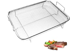LANZLC Panier Grill, Panier Grille Inox, 30x22x5cm Acier Inoxydable Panier à Friture au Four, Panier Cuisson Et Plateau CuissonPour Cuire Des Biscuits, Griller,charger Des Fruits Et Légumes