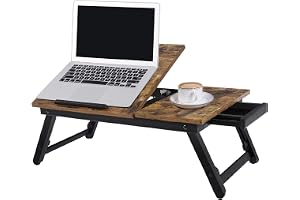 SONGMICS Laptopbord, laptopställ, frukostbricka, fällbara ben, för säng och soffa, justerbar höjd, för bärbara datorer på upp