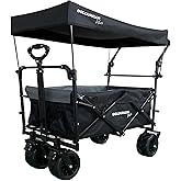 Fillurcar Plus Foldable Wagon | UV Blocker Canopy Awning | Large Wheeled Beach and Camping Cart | Children and Cargo Stone