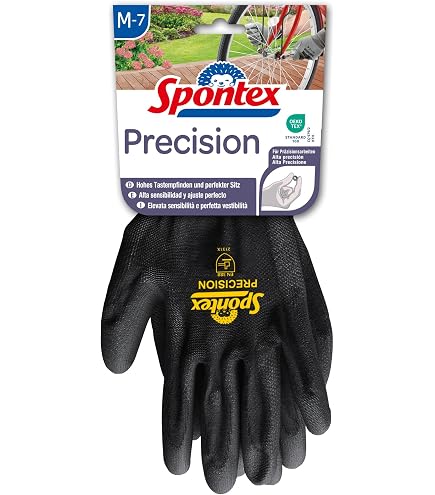 Spontex Grip Extreme Arbeitshandschuhe mit Nitrilbeschäumung, nach EN 388, leicht, flexibel, Farbe nicht frei wählbar, Größe M, 1 Paar (Packung mit 2) Baumarkt