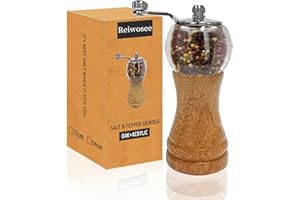 REIWOSEE Macinatrice manuale per macinapepe, Macinazione manuale del sale, Lame in Ceramica Con Mulino Regolabile grossolano, Godetevi il Vostro Miglior Pepe Fresco Macinato Sali Marini, 1 pcs 6 pollici