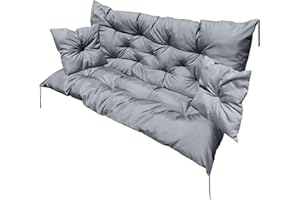 EDANTI Zestaw nakładek na huśtawkę Hollywood, na meble ogrodowe, poduszka na siedzisko, wodoszczelna poduszka bujana + 2 x mniejsze poduszki (kolor szary, 100 x 60 x 50 cm)