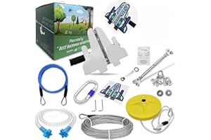 GWBOORSD Slackline Set tirolina eslingas de Amarre 24 m 80 pies para niños y Adultos,Juego de Aventura en el Patio Trasero,hasta 150 kg Resistente,Cable de Seguridad y Freno de Resorte,Estilo avión Morado