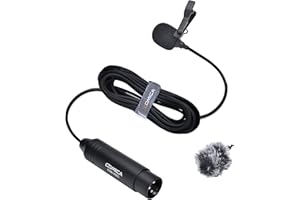 COMICA Cardioid Lavalier Mikrofon, CVM-V02C Ansteckmikrofon Unterstützt 48V-Phantomspeisung, 1.8M(5.9ft) 3-poliger XLR Mikrofon für Canon/Nikon/Sony/Panasonic/DSLR Kamera/Camcorder/Audiomixer(1Piece)