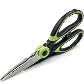 مقص مطبخ Bluefox Green عالي التحمل، مقص حاد متعدد الأغراض من الفولاذ المقاوم للصدأ، دجاج، سمك، لحوم، خضروات، أعشاب، بار