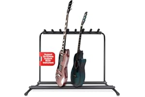 Pyle Support Guitare, Porte 7 Guitares, Universel et Portable, Pliable avec Rembourrage en Mousse, Noir