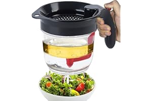 HOMURY Separador de grasa de 1000 ml. Jarra de grasa eficiente: jarra de grasa y filtro de sopa de aceite, sistema de filtración doble, separador de grasa de salsa fácil de limpiar, ideal para sopas y