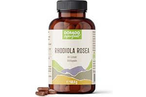 ‎DORADO SUPERFOODS Rosenwurz Kapseln – 470 mg Rhodiola rosea Extrakt | 5 % Salidroside – 120 Stück 4-Monatsvorrat | Vegan & ohne Zusatzstoffe | Dorado Superfoods®