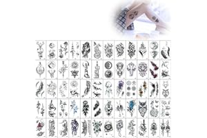 LJFEA 60 Fogli Tatuaggi Temporanei Donna, Kit Tatuaggi Finti 3D Impermeabili Tatuaggio Temporaneo, Braccio Tattoo Temporanei per Bambini Adulti Uomo e Donne
