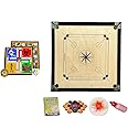 WRF Superior Matte Finish Practice Carrom Board for Serious Professional Practice with Coins Striker and Powder Black New (26 Inch Carrom with Ludo Wr-04)