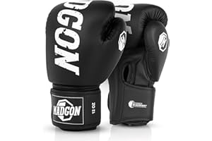 MADGON Gants de Boxe en Matériau de la Meilleure Qualité pour Une Durée de Vie Exceptionnelle - Gants MMA, pour Les Arts Martiaux, Le Sparring avec Une Absorption Optimale des Chocs, Sacoche Incluse