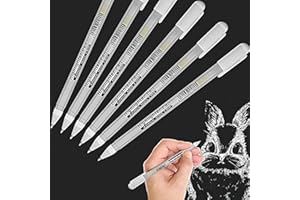 ABEIER Juego de 6 bolígrafos de gel blanco de punta fina XSG para artistas con puntas de 0,8 mm