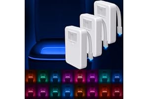 LUMILUX TOILET LIGHT LumiLux Motion Activated Toilet Night Light - Smart Toilet Bowl Light w/16 Color LED Lights, Internal Memory & Light Detection Function - Glow in The Dark Toilet Seat Fun