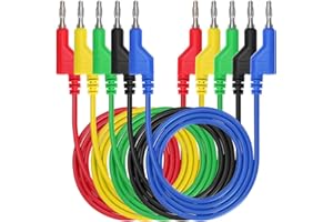 IGNPION 5pcs 4mm Câble de test en silicone souple banane à fiche banane pour multimètre longueur 1M,1000V/15A