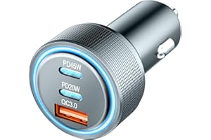 ANEXTIDE USB C Auto Ladegerät Zigarettenanzünder USB Ladegerät Adapter, 65W 3-Port Metall Car Charger 12V USB Adapter Auto Steckdose KFZ Ladegerät PD & QC3.0 Schnellladung für iPhone Samsung Telefon Autogeräte