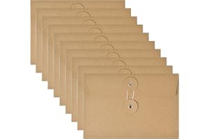 SMATIME Koperta kraftowa, na rachunki, dokumenty, brązowy projekt, kieszonkowy, organizer na dokumenty, z zamknięciem sznurkowym, wielokrotnego użytku, torba na broszurę biurową, do składania zaproszeń, 11,5