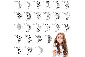 SRIZIAN 25 Pieces Face Paint Stencils, Reusable Face Paint Templates, Eye Tattoo Stencils Body Paint Stencils for Kids Party Holiday Halloween Makeup